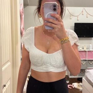 Chic White Puff Sleeve Crop Top